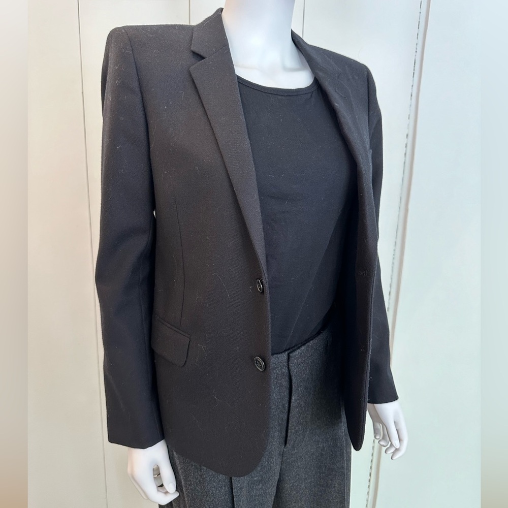 Saint Laurent Black Wool Blazer with Leather Elbow Patches